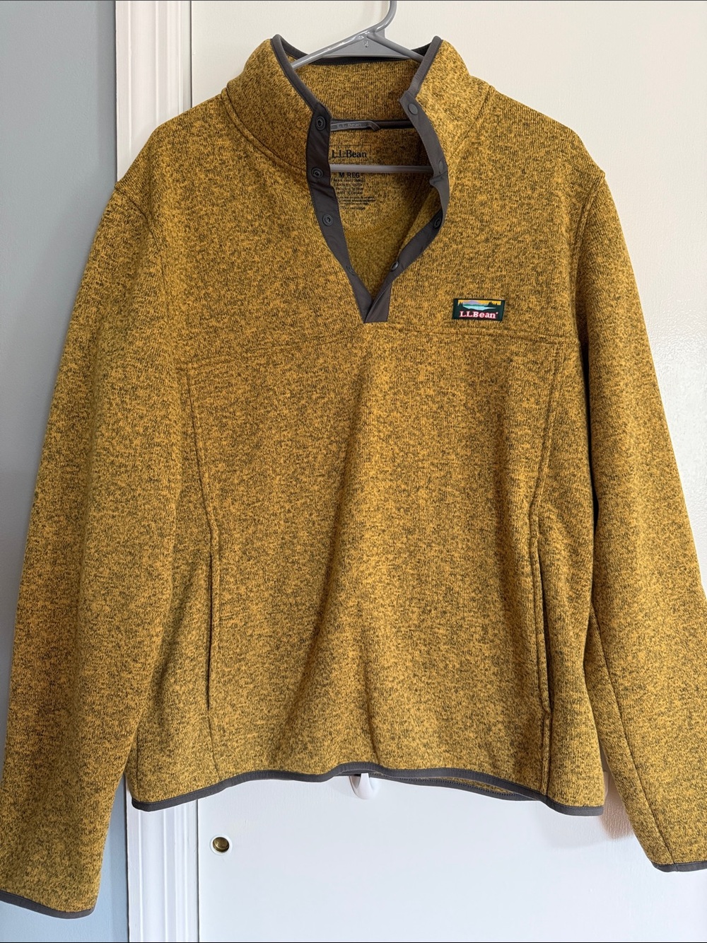 L.L. Bean Men’s Mustard Yellow Heathered Zip-Front Fleece Pullover